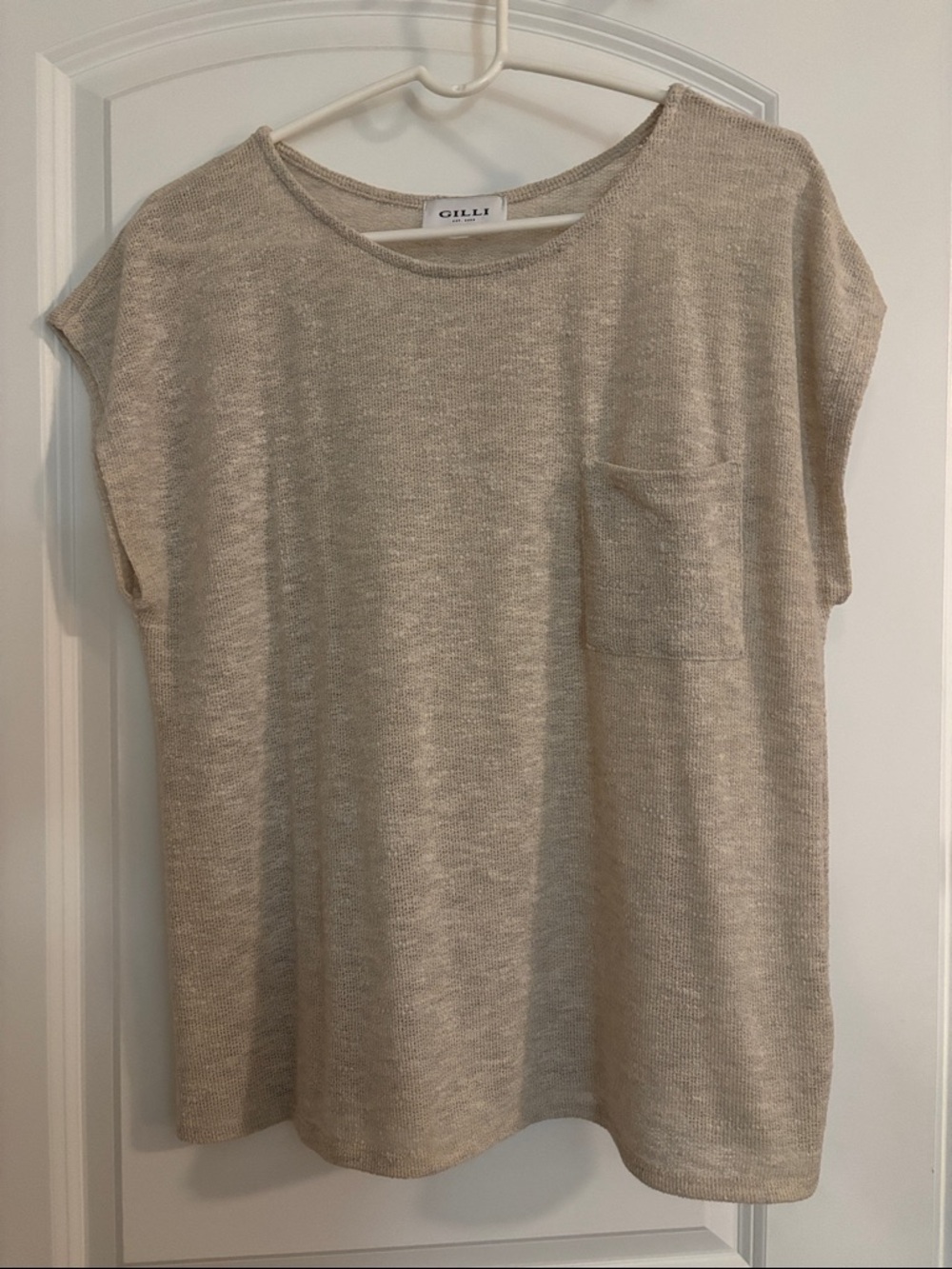 Gilli Neutral Pocket Tee in Light Beige